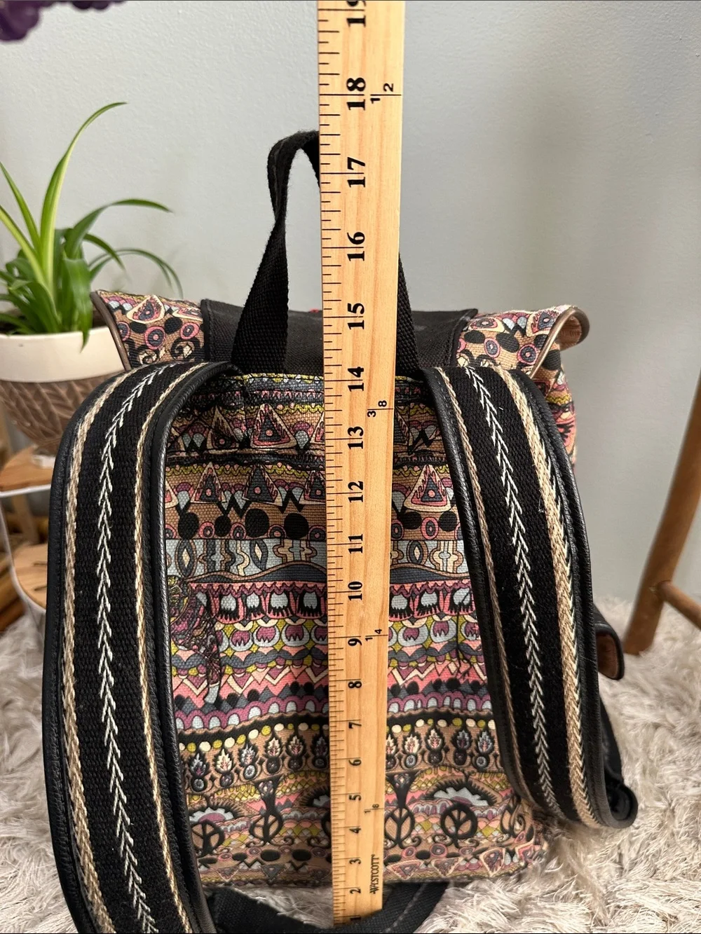 Sakroots Multicolor Boho Canvas Backpack‎ with Black Trim